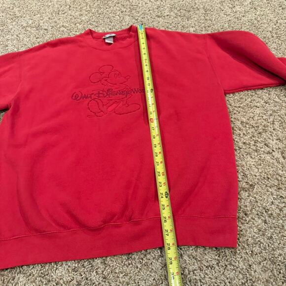 Walt Disney World Red Mickey Mouse Sweatshirt Embossed Embroidered Graphic - Picture 5 of 7